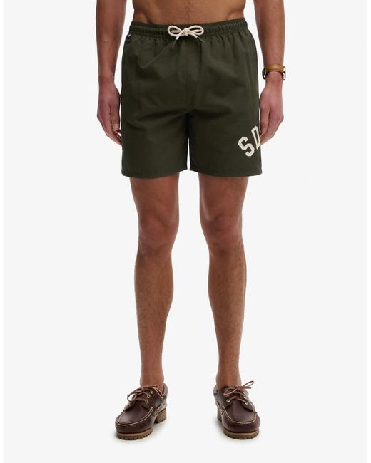 Superdry Green Printed Logo 16-Inch Swim Shorts for men