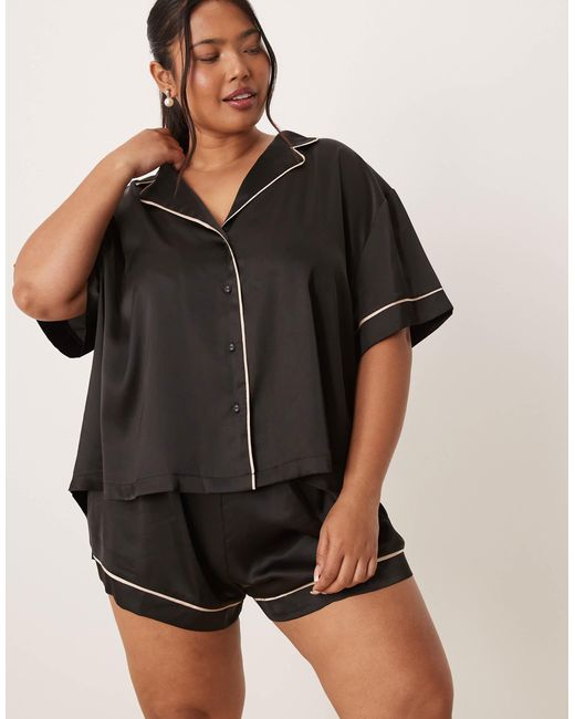 ASOS Black – oversize-pyjama aus satin