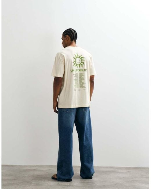 Only & Sons Natural Oversized Fit T-shirt With Usa Tour Back Print for men