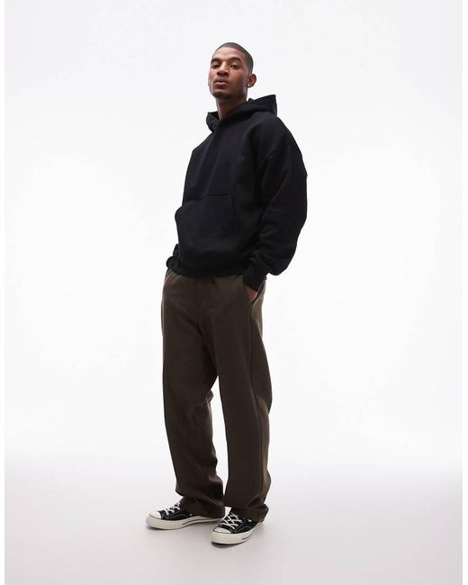 Felpa Pesante Oversize Premium Nera Con Cappuccio di Topman in Black da Uomo