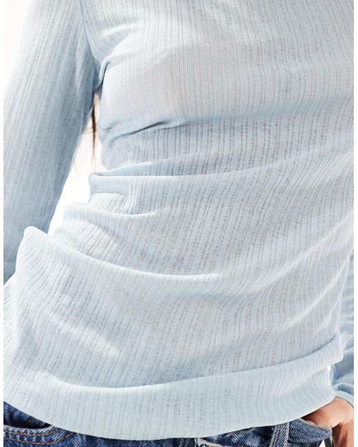 ASOS White – geripptes longline-oberteil