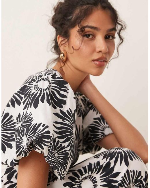 Y.A.S Maxi Jurk Met Pofmouwen in het White