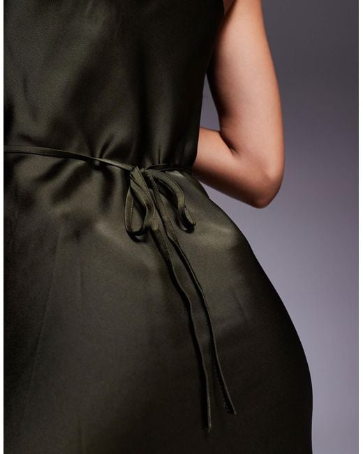 New Look Blue Satin Cowl Neck Midi Dress