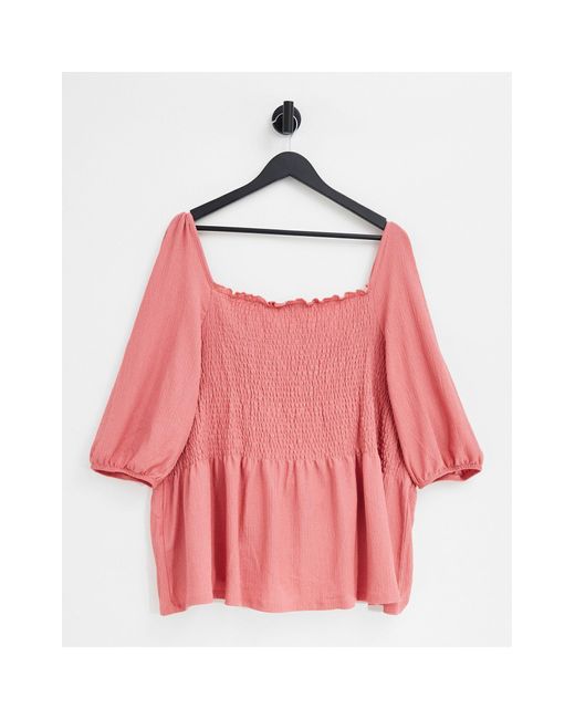 Simply Be Pink Shirred Top