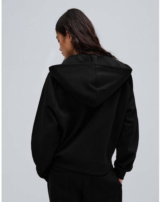 Bershka Black Zip-Up Plush Hooded Jacket