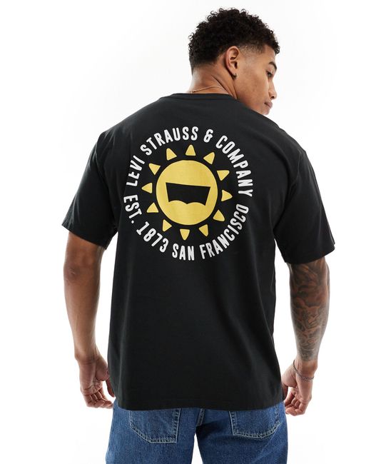 Levi's Black T-shirt With Central Sunshine Print Logo And Back Print for men
