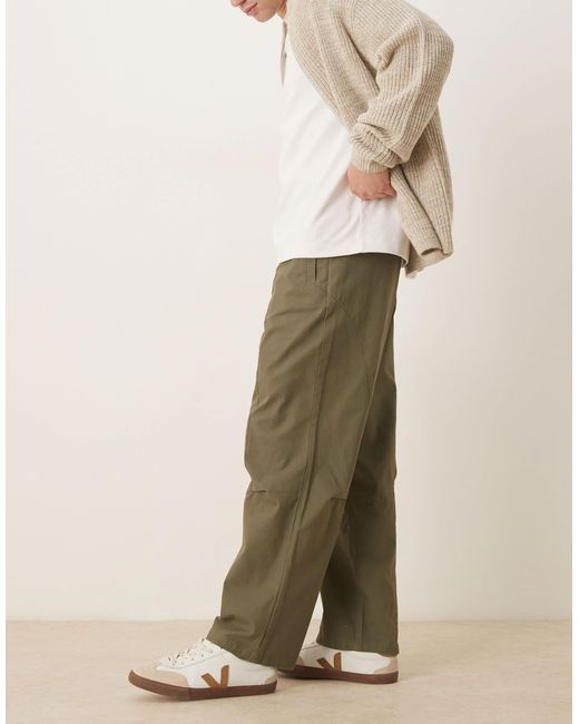 Pantalon ajusté et décontracté à enfiler - kaki ASOS pour homme en coloris Natural