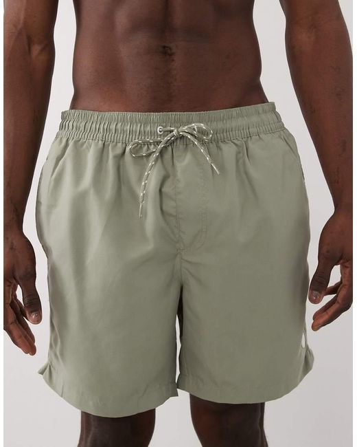 Threadbare Natural Drawcord Waist Seersucker Swim Shorts for men