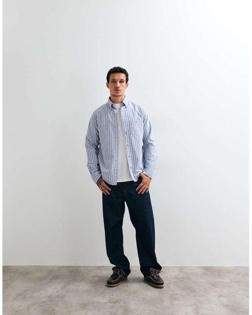Gant Blue Regular Fit Classic Oxford Stripe Shirt for men