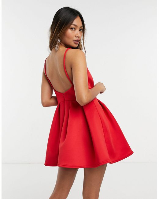 red mini skater dress
