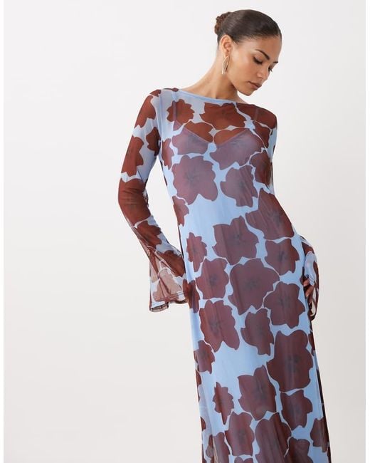 Never Fully Dressed White Petite Mesh Long Sleeved Crew Neck Maxi Dress