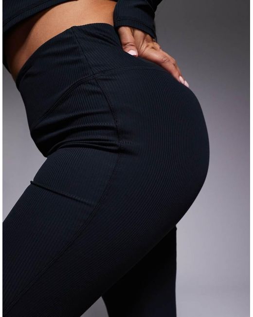 4505 Black Curve Rib Wide Leg Dance Pant