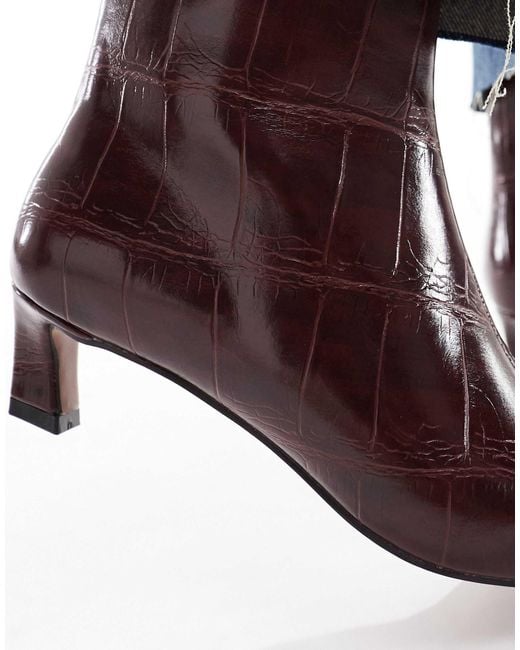 Schuh Blue Bexley Pointed Toe Kitten Heel Ankle Boots