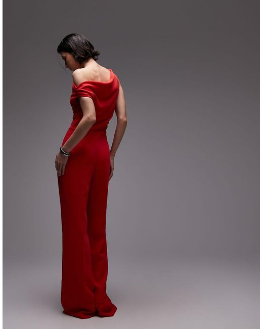 Mango Red Off Shoulder Jumpsuit