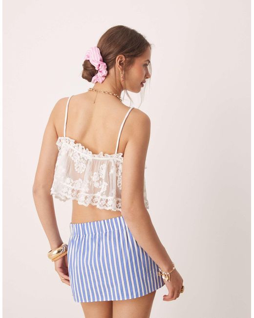Miss Selfridge White – babydoll-oberteil aus hochwertiger spitze