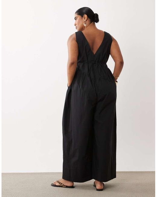 ASOS Black Asos Design Curve Jumpsuit With Crochet Waist Panel