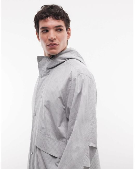 ASOS Gray Oversized Ripstop Windbreaker Jacket for men