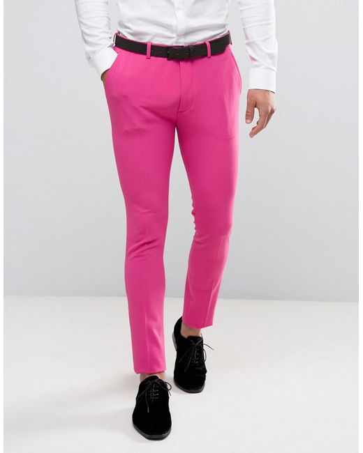 ASOS Super Skinny Prom Suit Pants In Pink for men