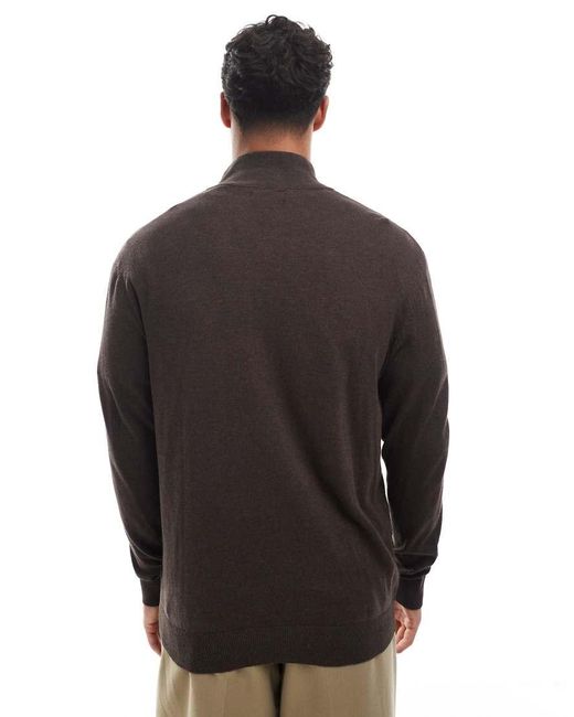 Jack & Jones Brown Quarter Zip Jumper for men