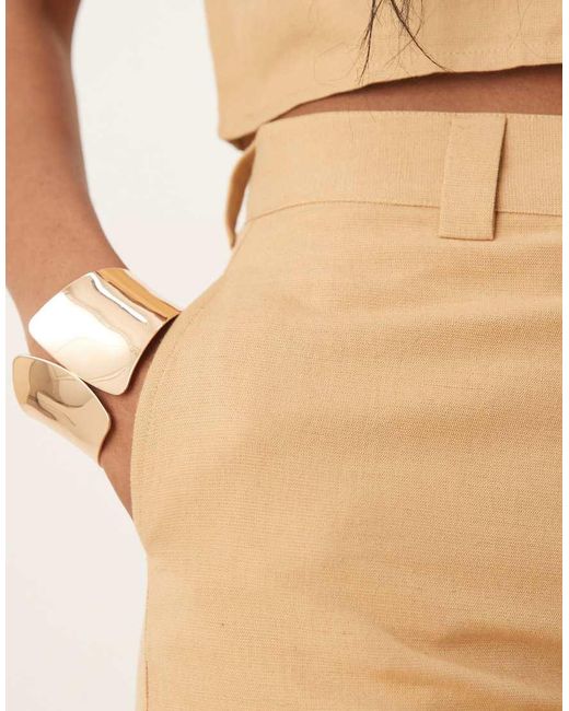Pretty Lavish Natural Linen Look Wide Leg Pants