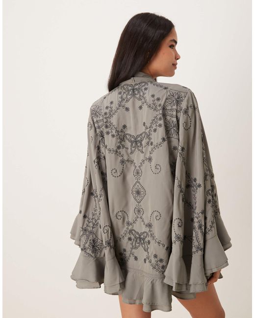 Free People Gray Bali September Sun Mini Dress