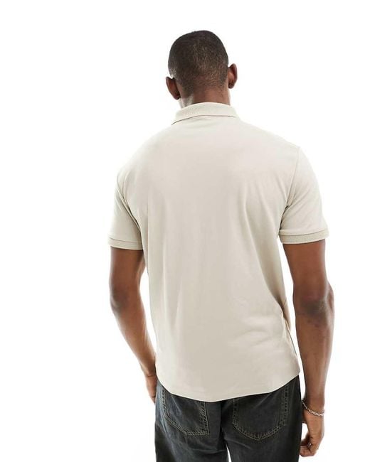 SELECTED Natural Half Zip Polo Shirt for men