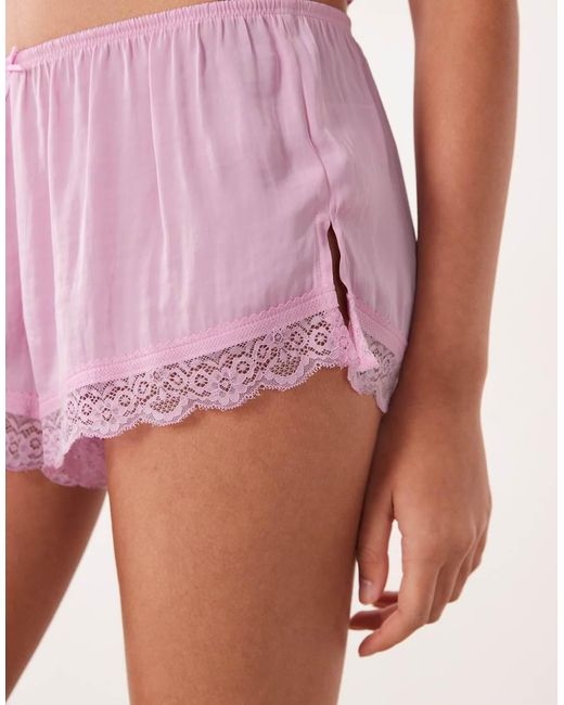 Cotton On Red Washed Satin And Lace Sleep Shorts 2 Pack