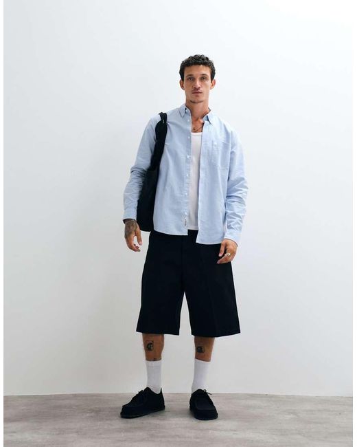 Carhartt Blue Long Sleeve Logo Oxford Shirt for men
