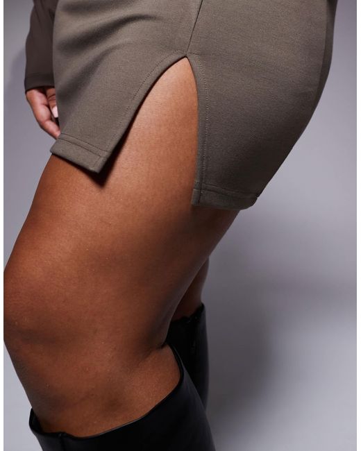 ASOS Gray Asos Design Curve Ponte Split Hem Mini Skirt