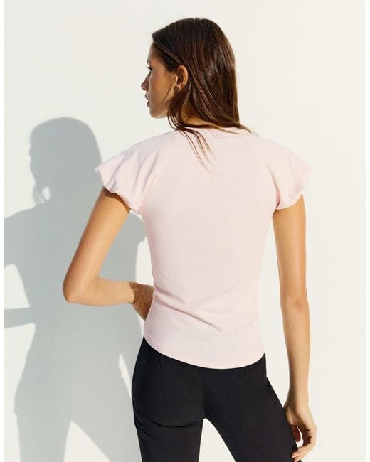 Bershka Natural T-shirt mit ballonärmeln und raglanärmeln