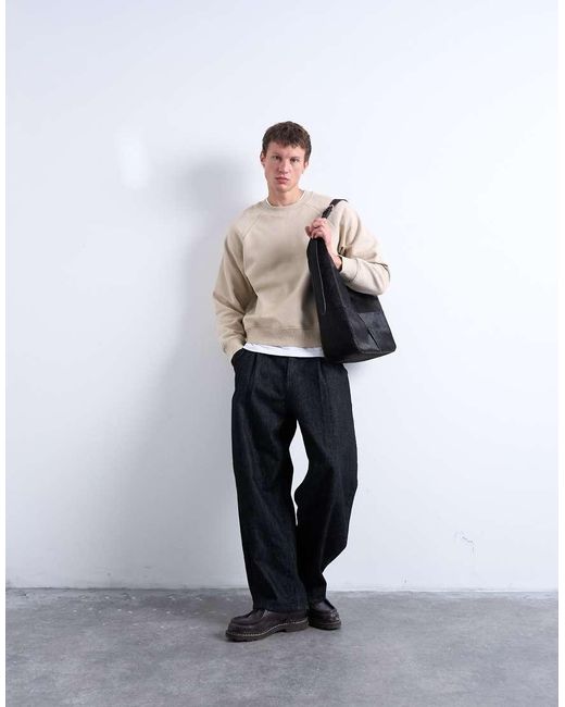 Topman Natural Boxy Fit Raglan Sweatshirt for men