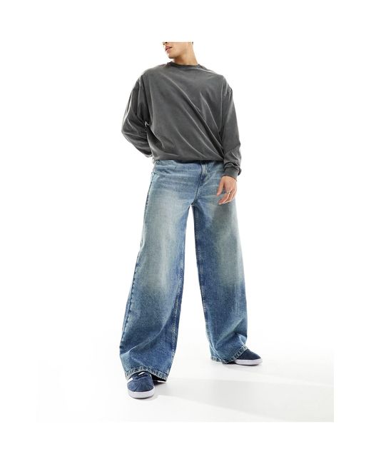 Collusion Blue X013 Mid Rise Wide Leg Jeans for men