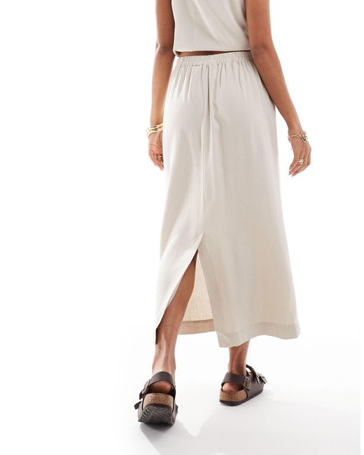 Vero Moda Natural Linen Blend Midi Skirt Co-ord