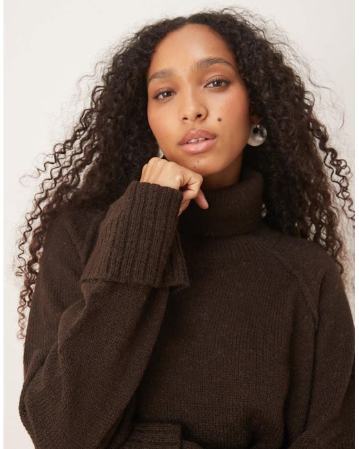 JJXX Brown – oversize-rollkragenpullover