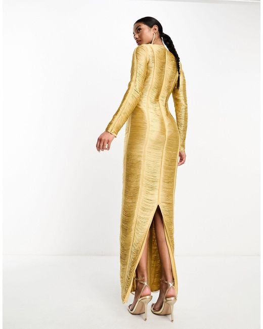 ASOS Metallic Fringe Long Sleeve Maxi Dress