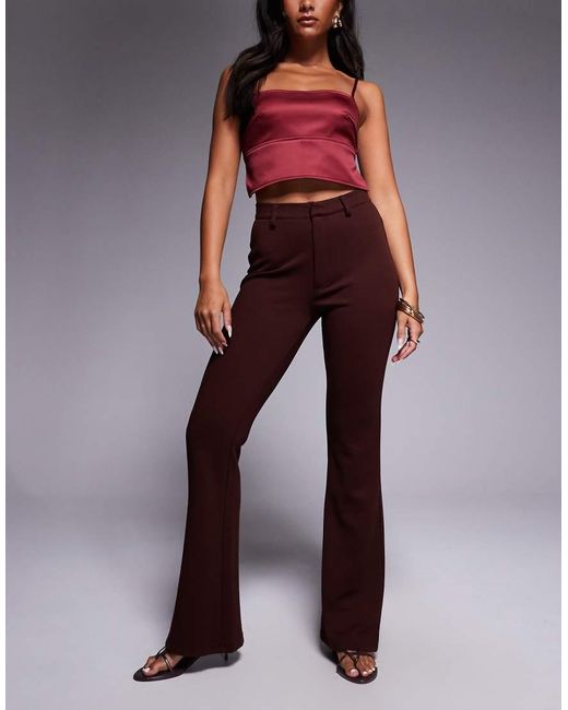 ASOS Smalle Pantalon Van Jersey Keperstof Me Uitlopende Pijpen in het Purple