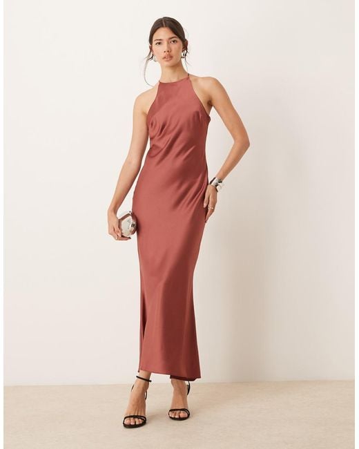 Asos red satin dress sales