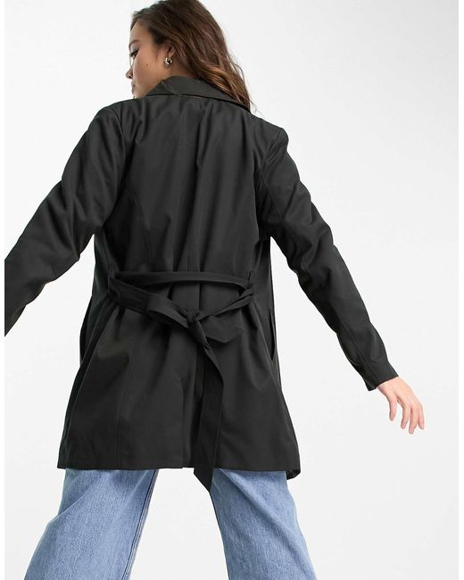 ONLY Black Button Detail Short Trench Coat