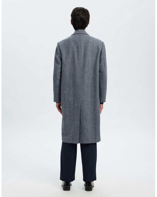 SELECTED Blue Long Coat for men