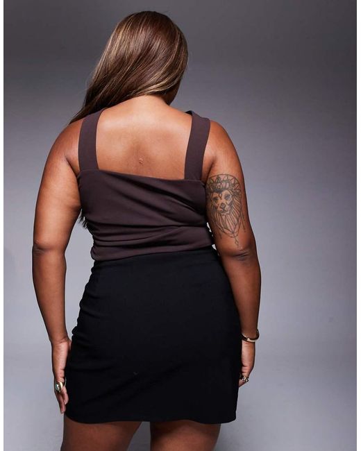 ASOS Gray Asos Design Curve Bandeau Top With Scarf Neck Detail