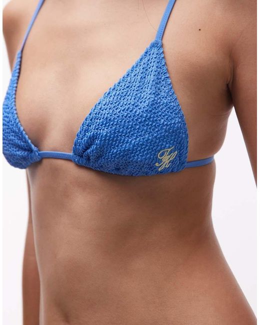 Tommy Hilfiger Blue Resort Crinkle Triangle Bikini