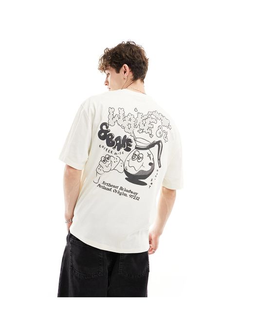 T-shirt oversize à imprimé skate au dos - blanc cassé ASOS pour homme en coloris White
