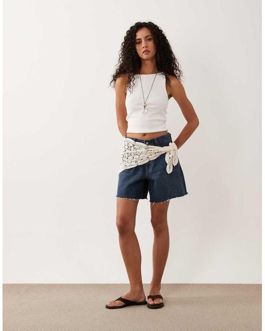 River Island Blue Crochet Triangle Scarf