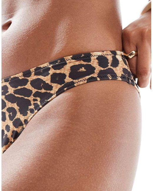 Slip Bikini Brasiliano Con Stampa Leopardata di Lindex in Brown
