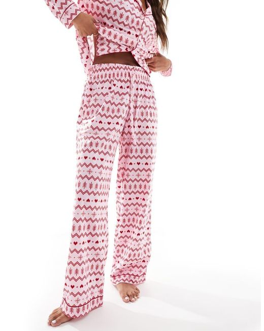 Boux Avenue Pink Christmas Fleece Long Sleeve & Trouser Pjs