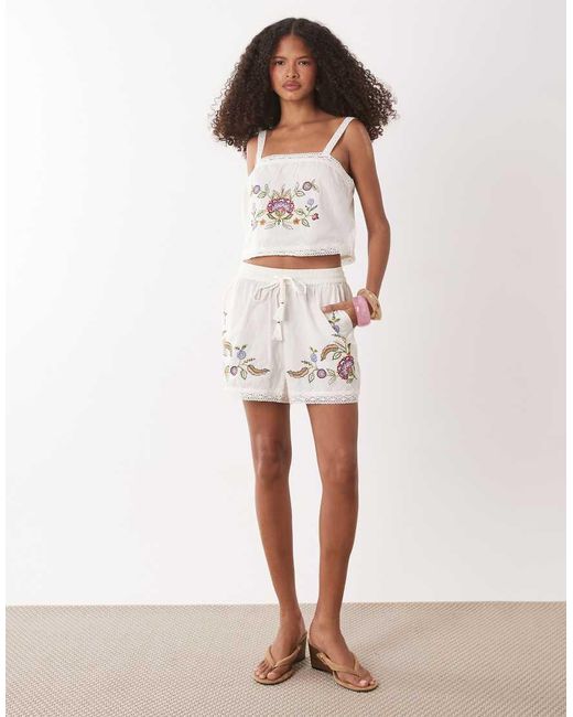 Accessorize White Floral Embroidery Cami Top