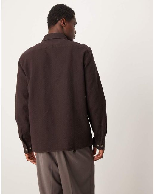 SELECTED Oversized Overhemd Met Wafelstructuur in het Natural voor heren