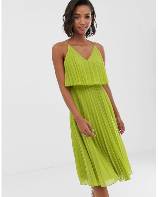 pleated crop top midi dress