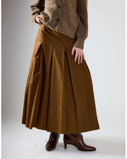Glamorous Natural Pleated Maxi Skirt