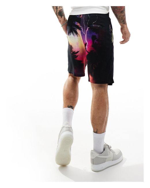 Criminal Damage White Lightning Print Shorts for men